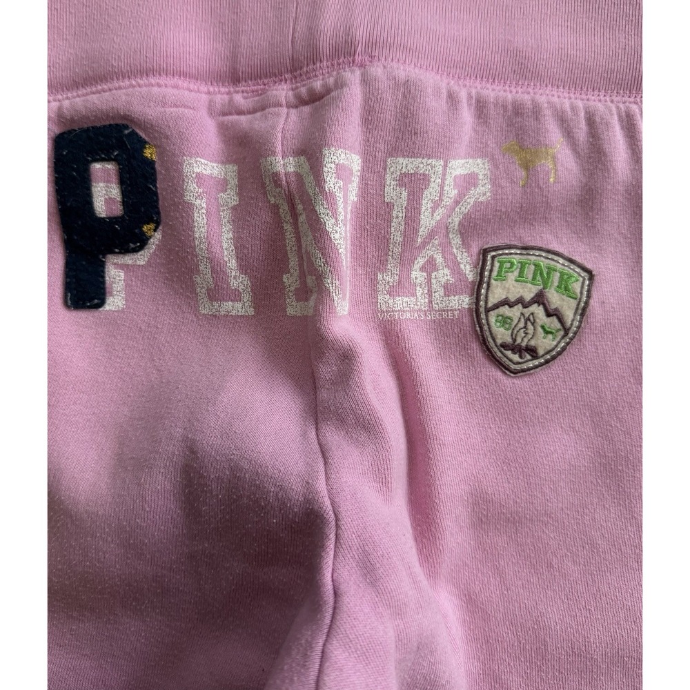 Victoria's Secret Women's 2007 Small Y2K PINK Sweatpants Pink Logo Joggers 86 - Picture 15 of 16